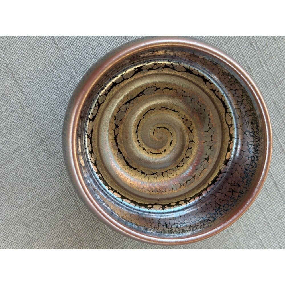 Tenmokus Swirl Jianzhan Tenmoku Tea Cup Handmade Metallic Chawan